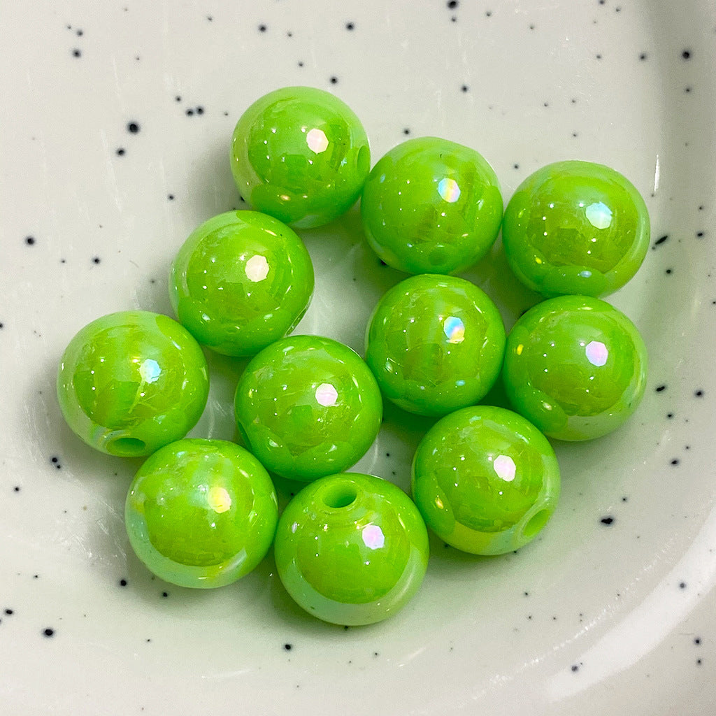 Al por mayor 30 piezas/paquete de cuentas redondas de color acrílico AB chapado